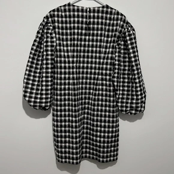 J. Crew Puff Sleeve Mini Dress in Textured Plaid Medium NWT - Picture 16 of 16